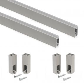 Kit de barra para armario Luxe, 0,75 m, Pintado color gris piedra, Aluminio y Plástico, 1 kit