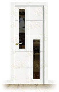 Puerta Maciza PVT10 V2 Lacada Blanca con Manillas Doradas 