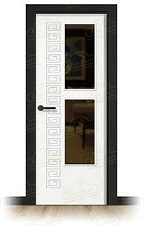 Puerta Premium Grecia-V2 Lacada Blanca y Negra de Interior en Block (Maciza)