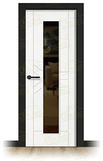 Puerta Premium LP-900-V1C Lacada Blanca y Negra de Interior en Block (Maciza)