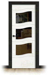 Puerta Premium PL-2900-BV3 Lacada Blanca y Negra de Interior en Block (Maciza)