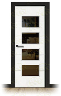 Puerta Premium PVT5-BV4 Lacada Blanca y Negra de Interior en Block (Maciza)
