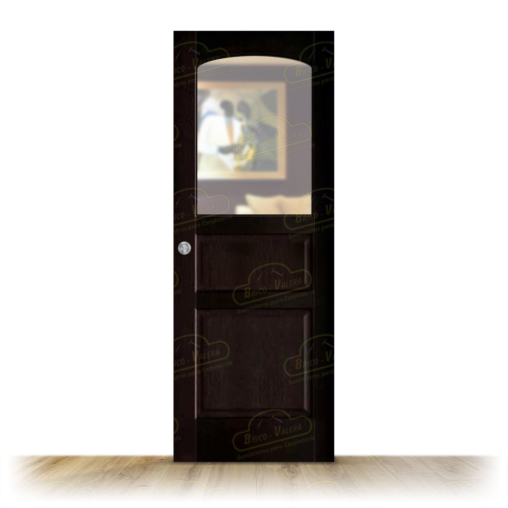 Puerta Corredera PM-1046 Negra ZV1 de Interior Rústica Teñida Wengue D-3014
