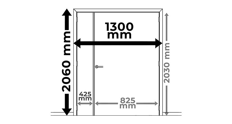 206 x 130 cm (Fijo + Puerta)