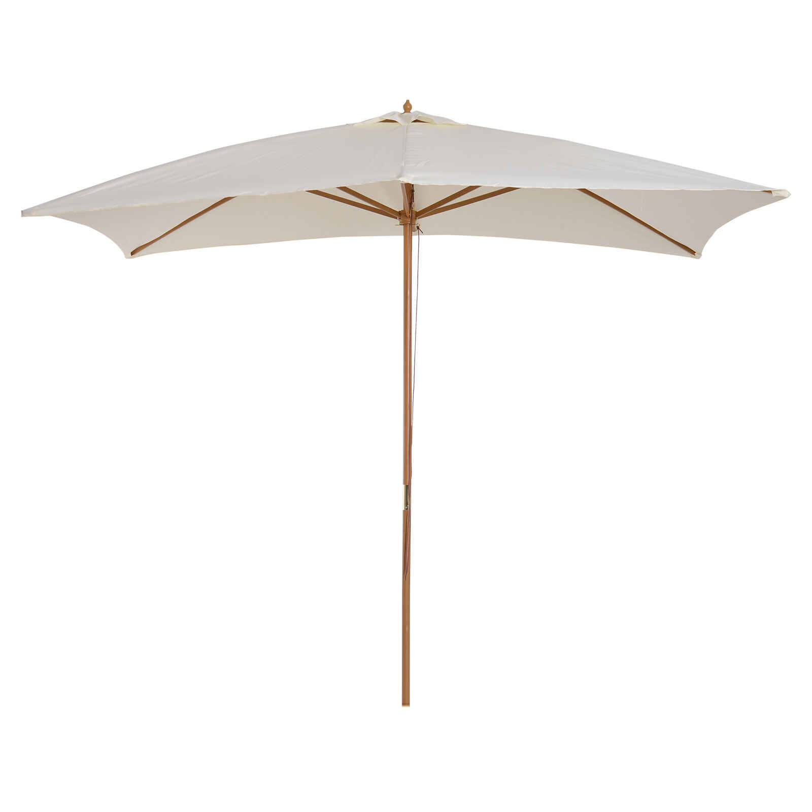 Sombrilla Parasol 295x200x255 cm para Jardín Terraza con Mástil de Madera y Toldo de Poliéster 180g/m² Color Crema