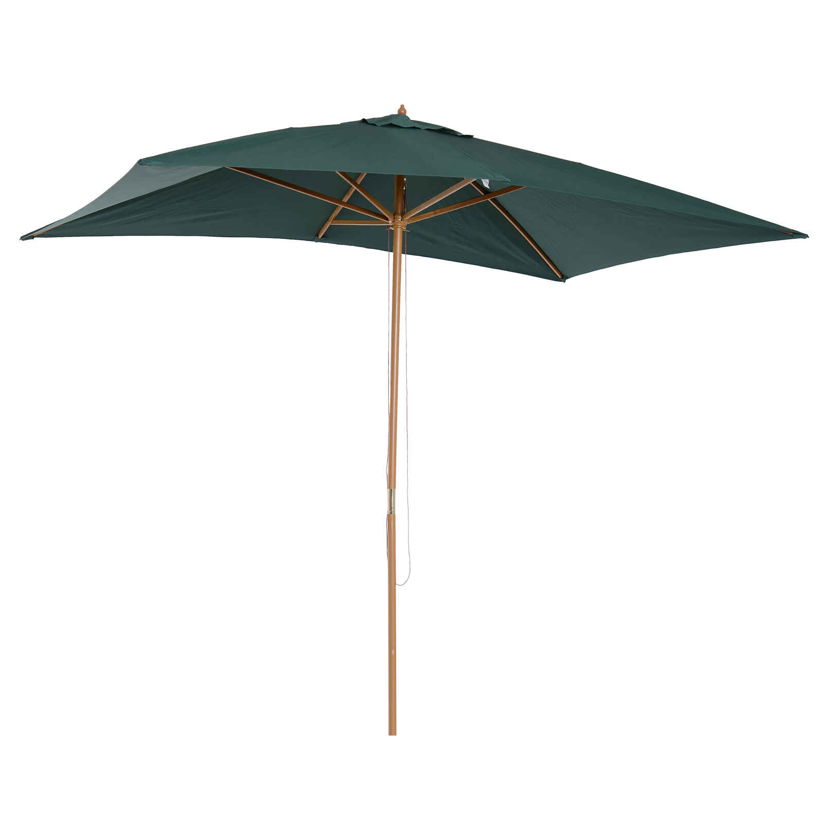Sombrilla Parasol 295x200x255 cm para Jardín Terraza con Mástil de Madera y Toldo de Poliéster 180g/m² Color Verde Oscuro