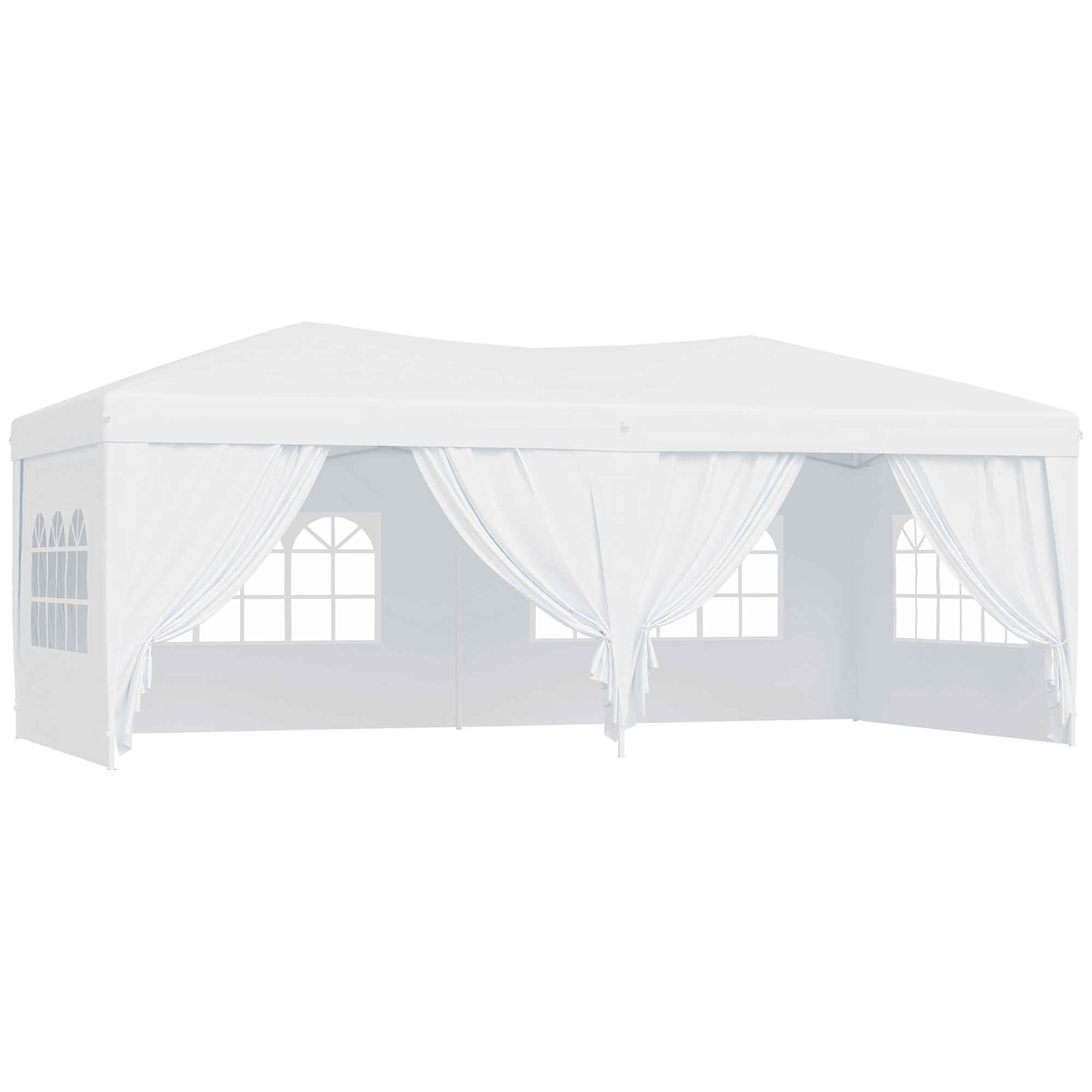 Carpa Plegable 5,91x2,97x2,55 m Cenador de Jardín Gazebo Plegable con 4 Paneles 4 Ventanas 2 Puertas con Cremallera 1 Bolsa Anti-UV para Terraza Patio Playa Blanco
