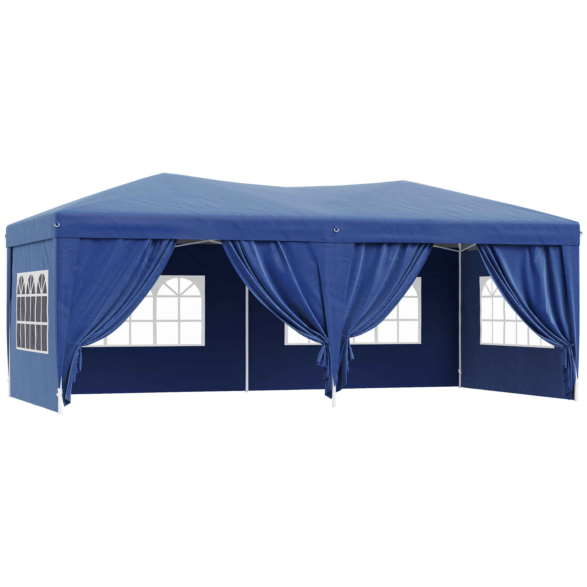 Carpa Plegable 6x3x2,55 m Cenador de Jardín Gazebo Plegable con 4 Paneles 4 Ventanas 2 Puertas con Cremallera 1 Bolsa Impermeable Anti-UV para Terraza Patio Playa Blanco