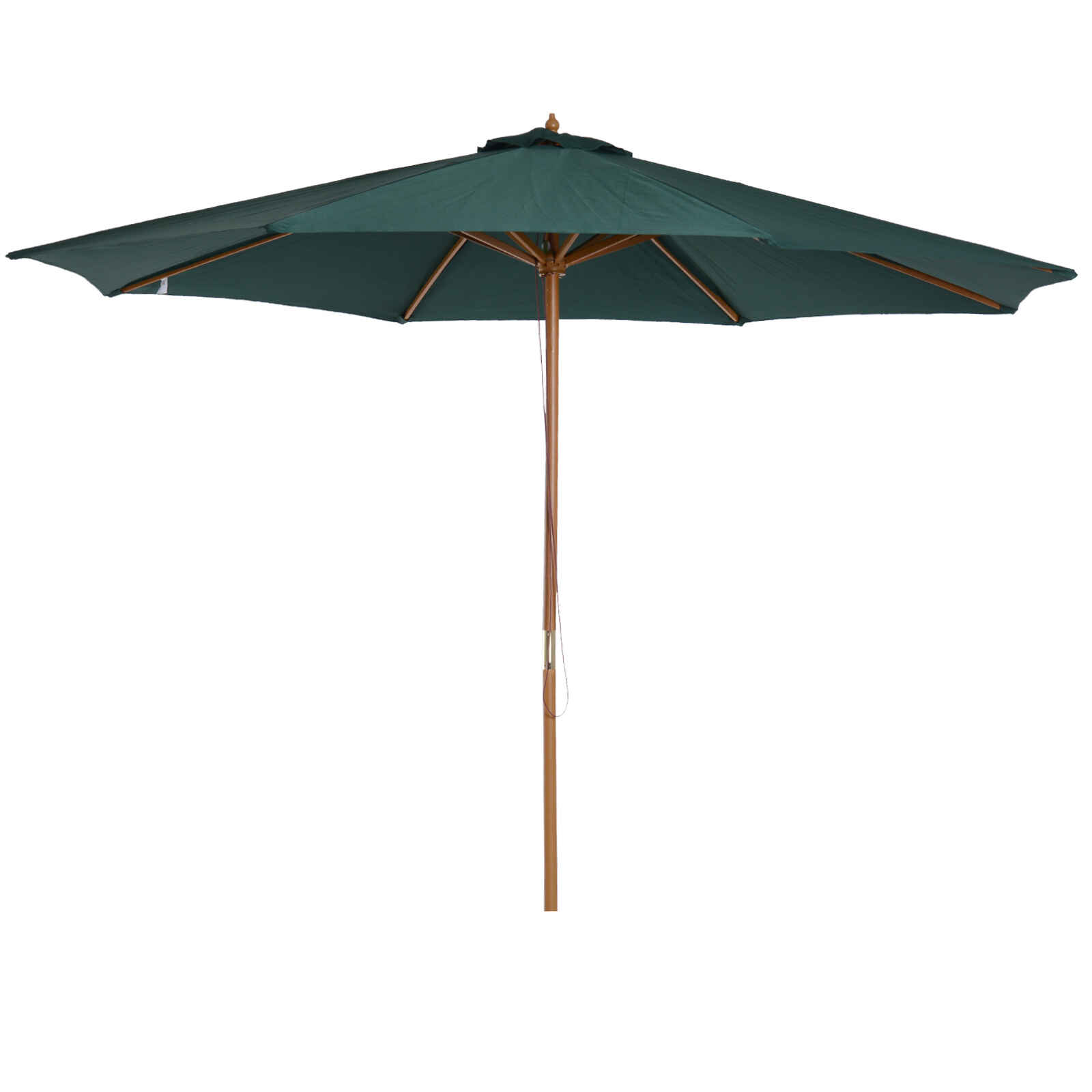Sombrilla Ø300x250 cm Parasol con Poste de Madera con Sistema de Poleas de 8 Varillas con Fijación para Jardín Patio Terraza Verde