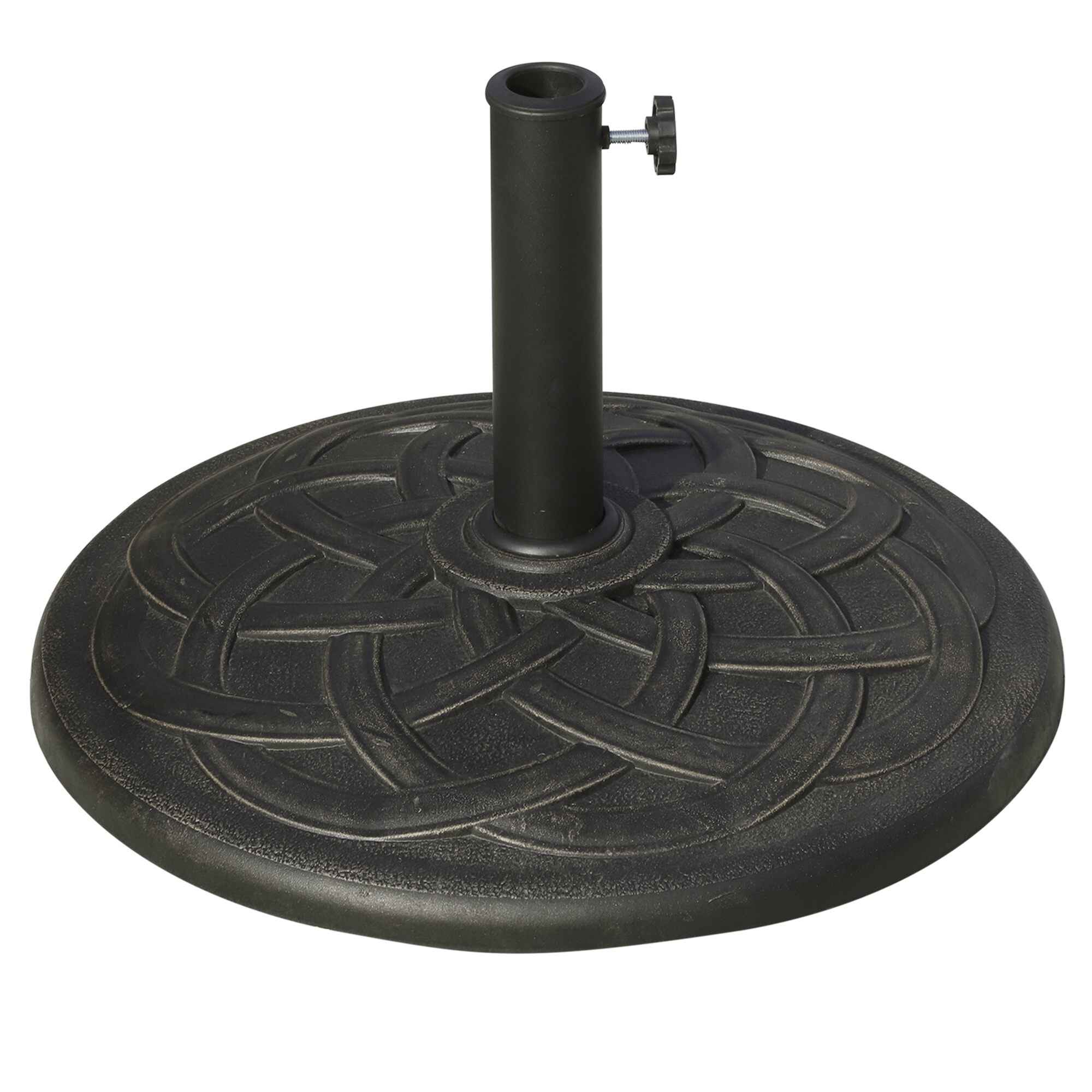 Base para Sombrilla de Jardín Peso Neto 19 kg Soporte de Parasol Apto para Mástil de 38mm/48mm Resina para Terraza Patio Exterior Ø54,5x34 cm Bronce