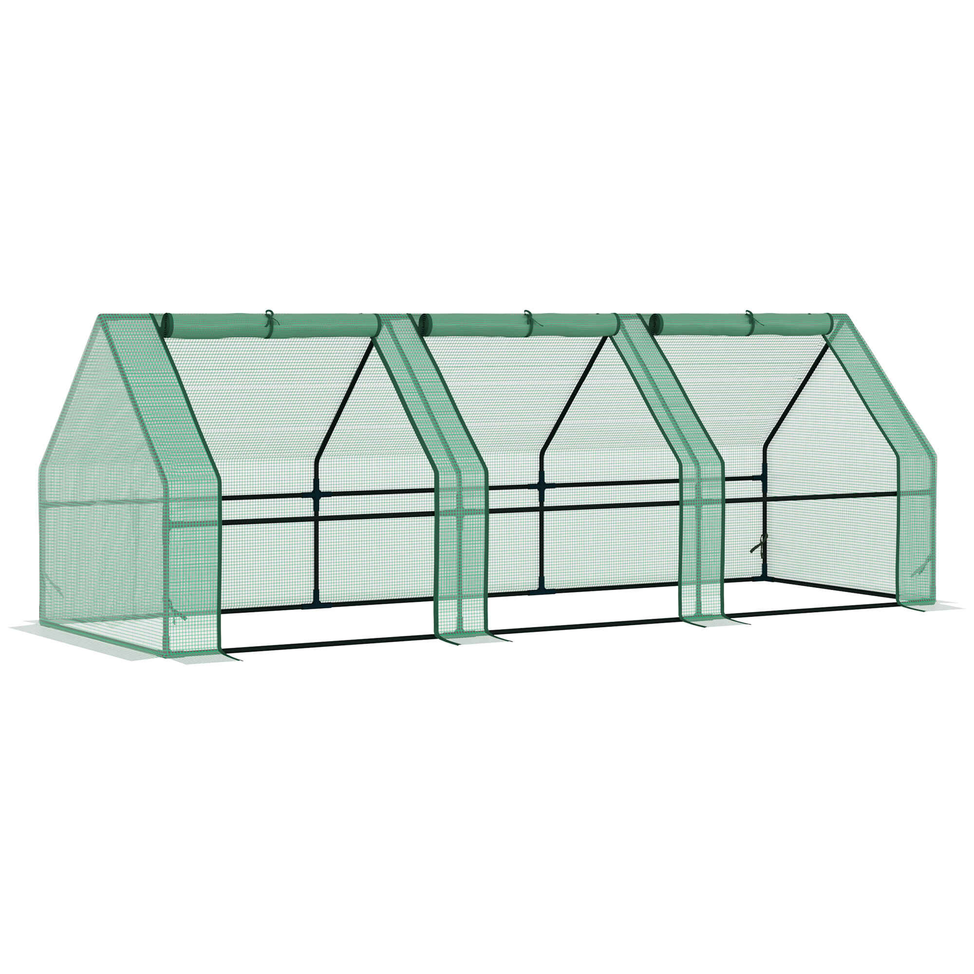 Invernadero de Exterior Invernadero de Jardín 270x90x90 cm Tipo Caseta con 3 Ventanas Marco de Acero Invernadero de Terraza para Cultivo Plantas Flores Tomates Verde