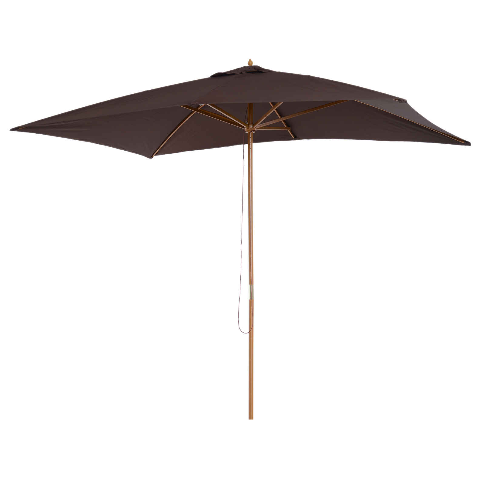 Sombrilla Parasol 295x200x255 cm para Jardín Terraza con Mástil de Madera y Toldo de Poliéster 180g/m² Color Café
