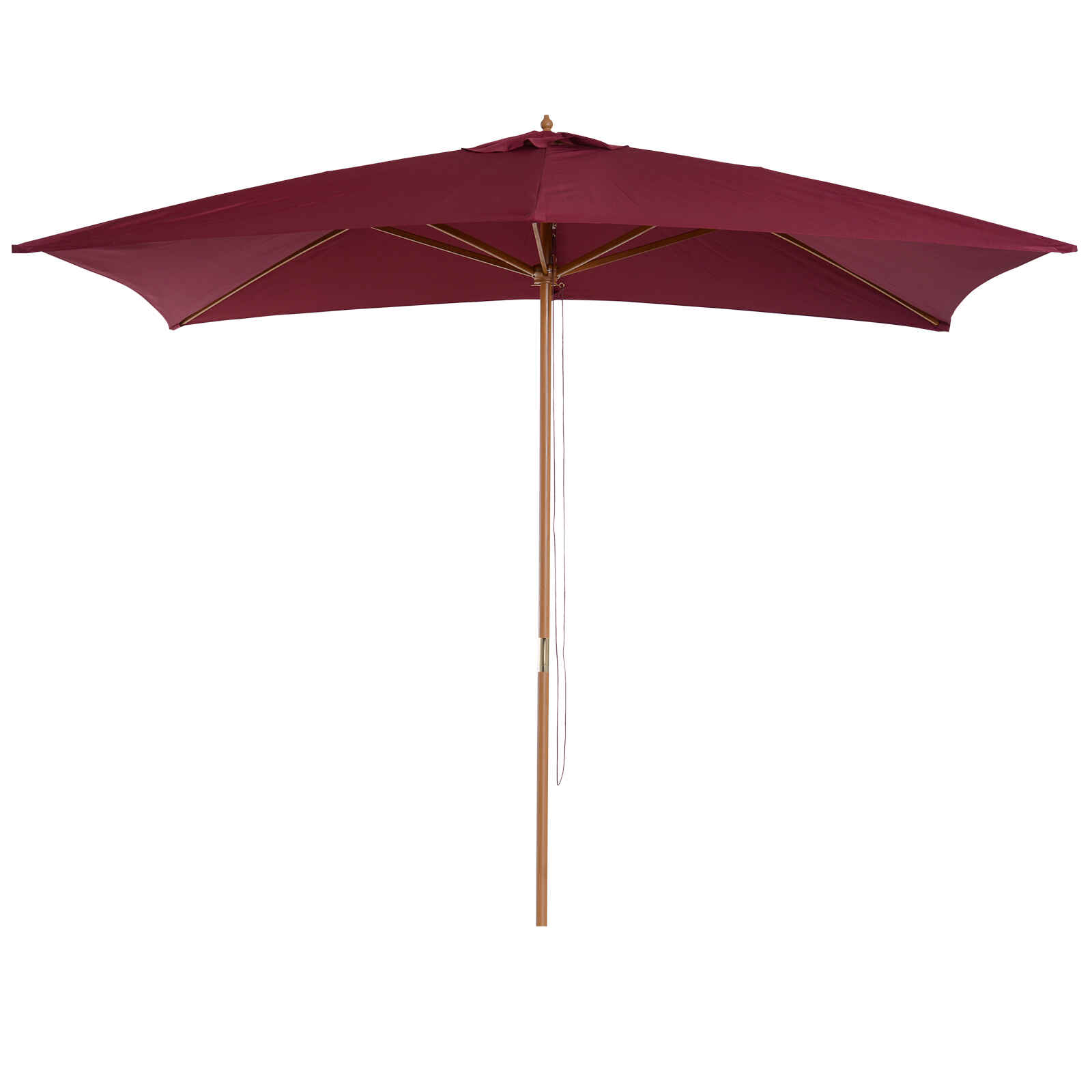 Sombrilla Parasol 295x200x255 cm para Jardín Terraza con Mástil de Madera y Toldo de Poliéster 180g/m² Color Rojo Vino