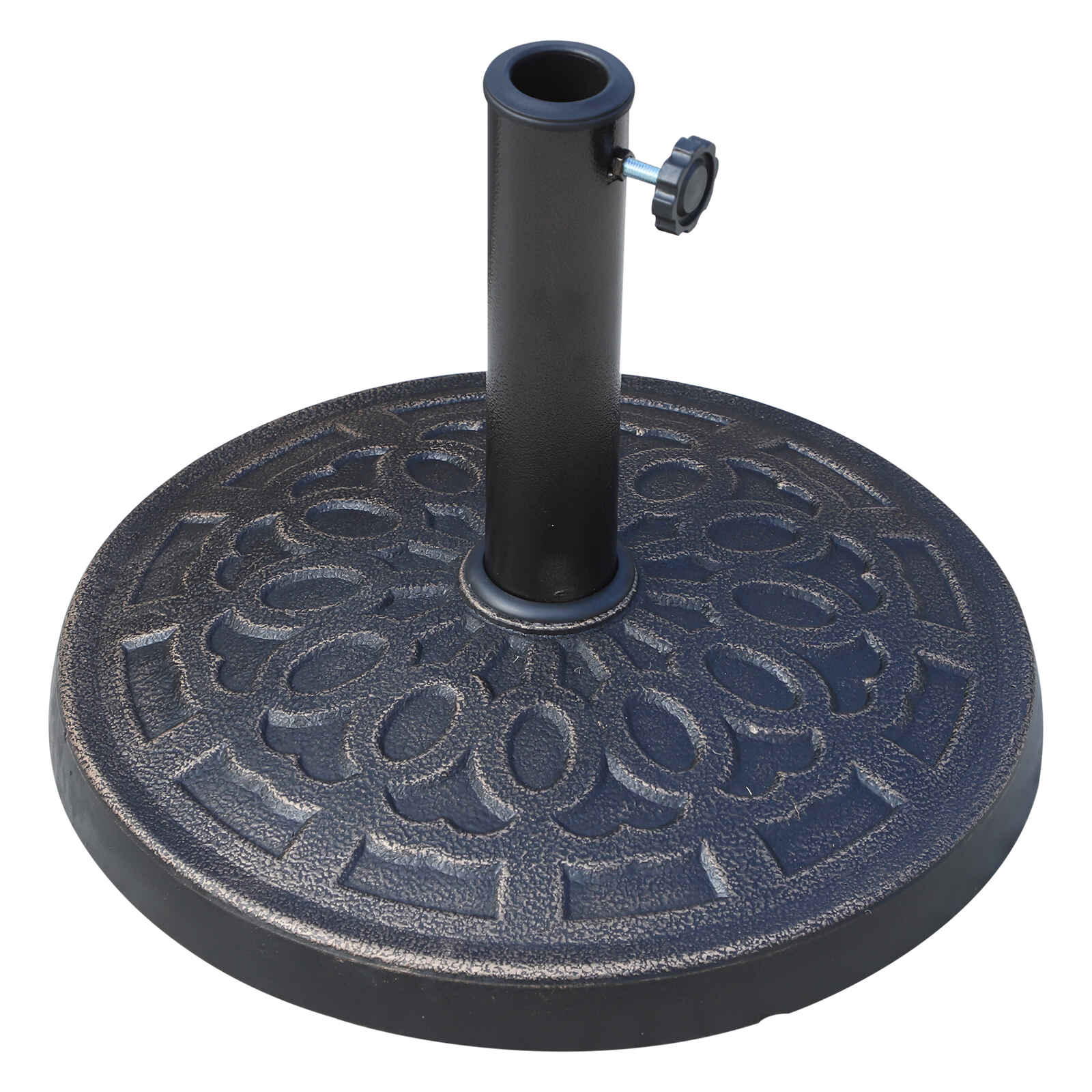 Base para Sombrilla de Jardín Peso Neto 12 kg Soporte de Parasol Redondo de Resina para Postes de 38mm/48mm para Terraza Patio Exterior Ø44x34 cm Bronce