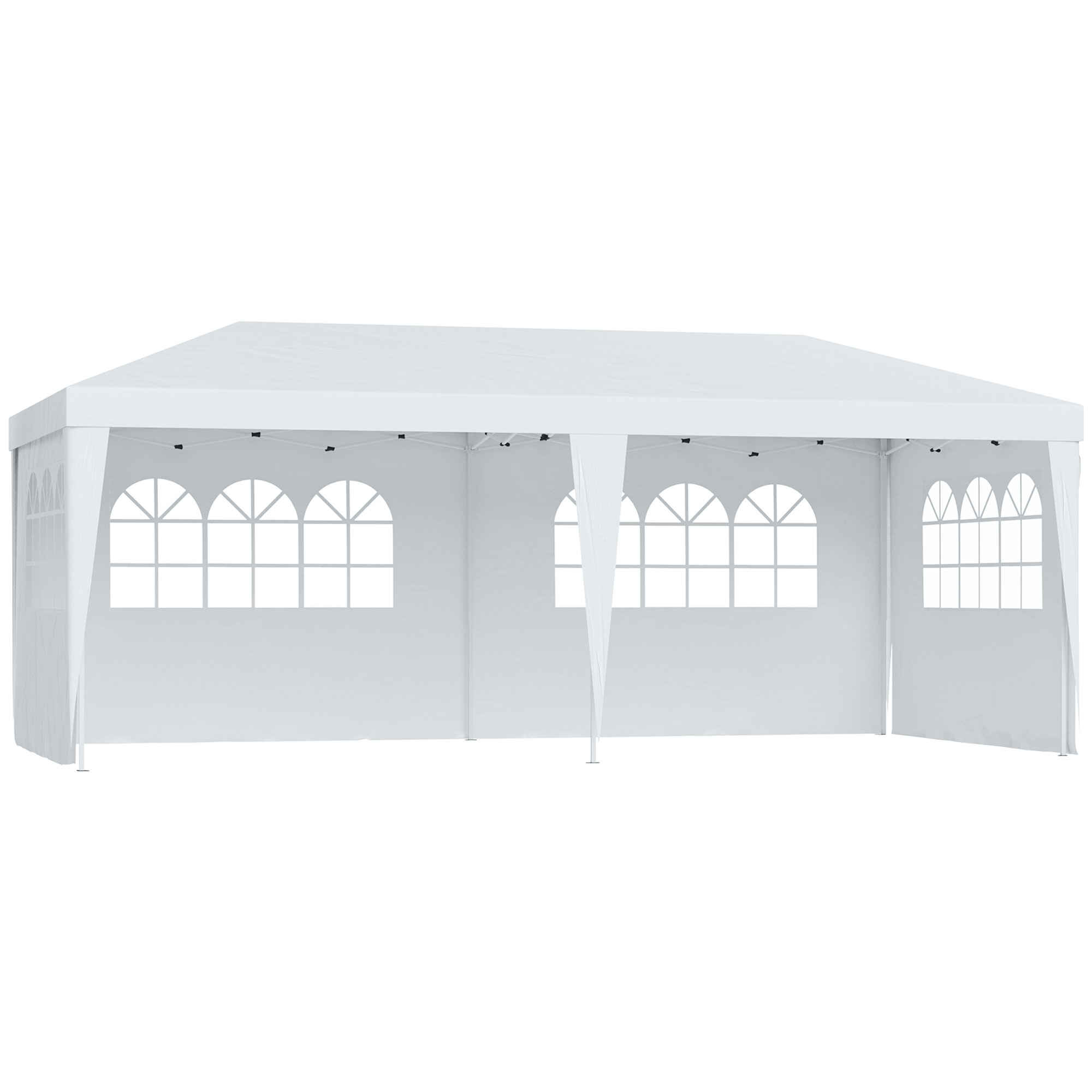 Carpa Pabellon 6x3 metros Plegable 4 Paneles Ventanas Poliester Blanco Resistente de Agua