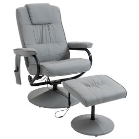 Sillón Relax Reclinable con Reposapiés Sillón de Masaje Eléctrico con 10 Puntos de Masaje Sillón Relax Giratorio con Mando a Distancia para Salón Oficina Gris