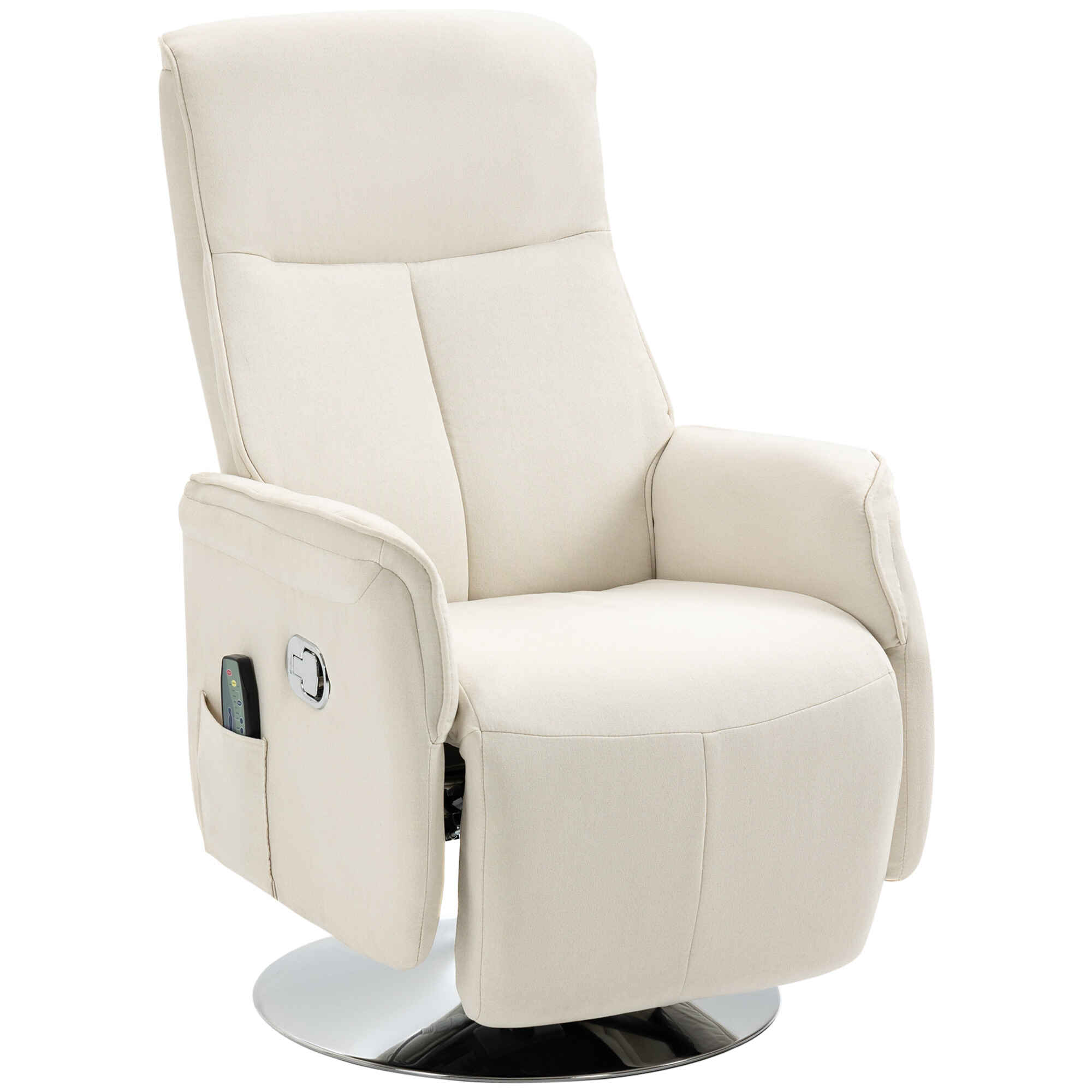 Sillón Relax Reclinable Manual con Reposapiés Sillón de Masaje Eléctrico con 10 Puntos de Masaje Sillón Relax Giratorio 360° con Mando a Distancia para Salón Oficina Crema