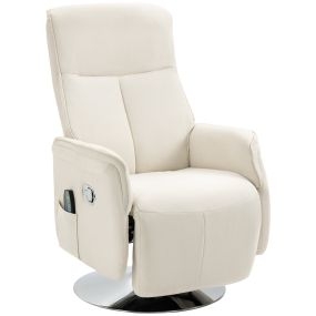 Sillón Relax Reclinable Manual con Reposapiés Sillón de Masaje Eléctrico con 10 Puntos de Masaje Sillón Relax Giratorio 360° con Mando a Distancia para Salón Oficina Crema