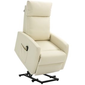 Sillón Levanta Personas Sillón Relax Eléctrico Sillón Elevador Reclinable 145° con Control Remoto Reposapiés para Personas Mayores 67x95x105 cm Crema