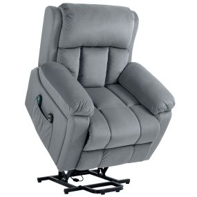Sillón Relax Levanta Personas Eléctrico Sillón Elevador con 8 Punto de Masaje Sillón Eléctrico Reclinable con Función de Calentamiento Mando a Distancia y Bolsillo Lateral Gris