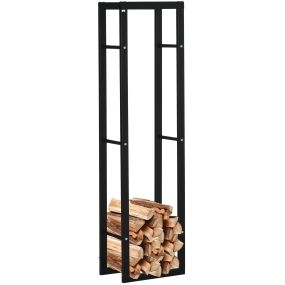 Soporte para Leña Estante de Leña Metálico Leñero de Exterior de Metal para Interior y Exterior Carga 100 kg 40x25x150 cm Negro