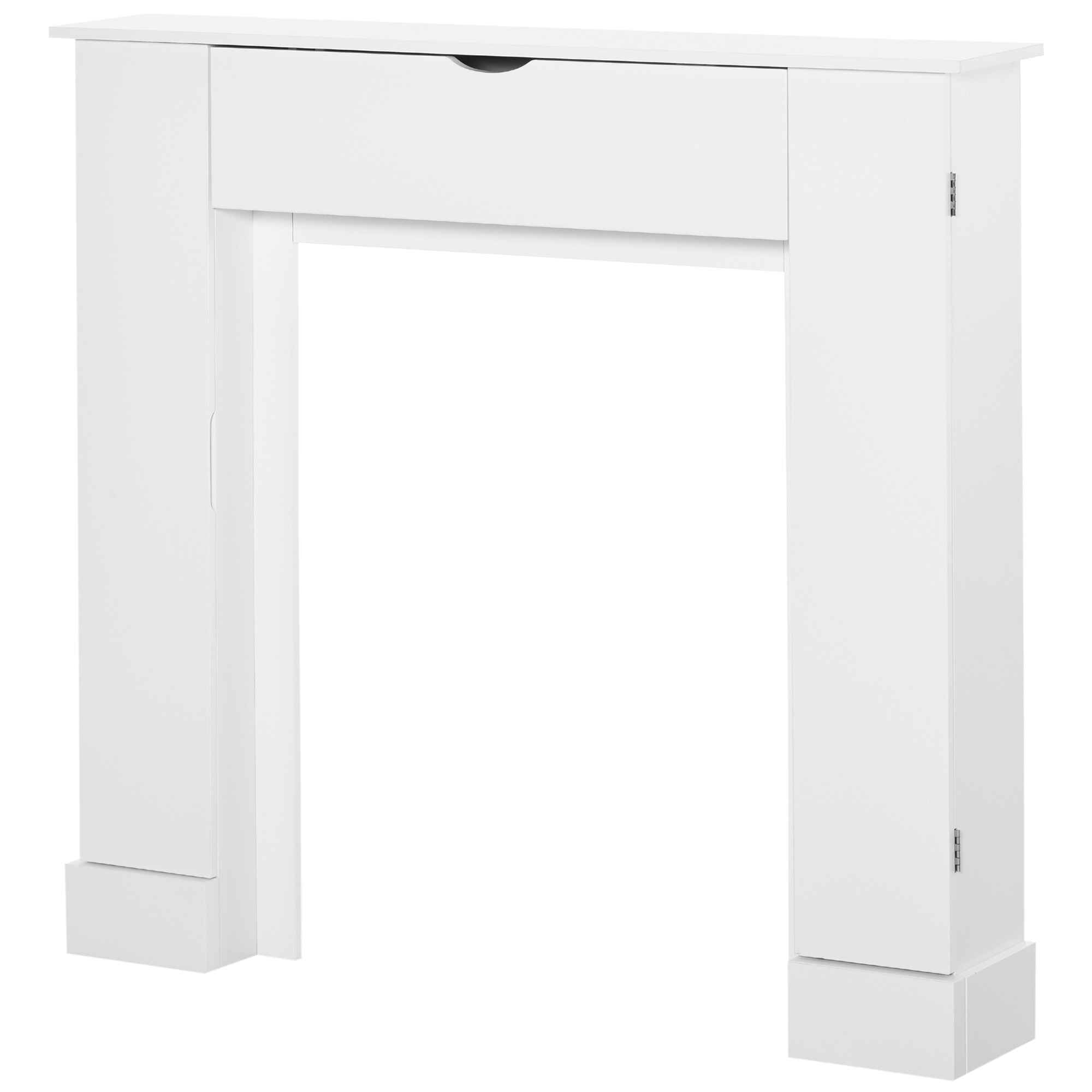 Marco de Chimenea Decorativo con 3 Puertas y Estantes Interiores Ajustables Estructura de Chimenea Moderna para Salón Pasillo 107x18x100 cm Blanco