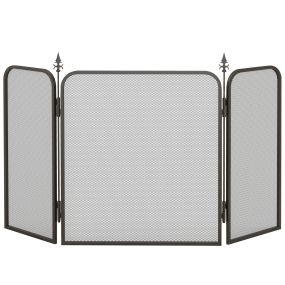 Salvachispas para Chimenea de 3 Paneles Protector de Chimenea Plegable de Metal 96x56 cm Negro