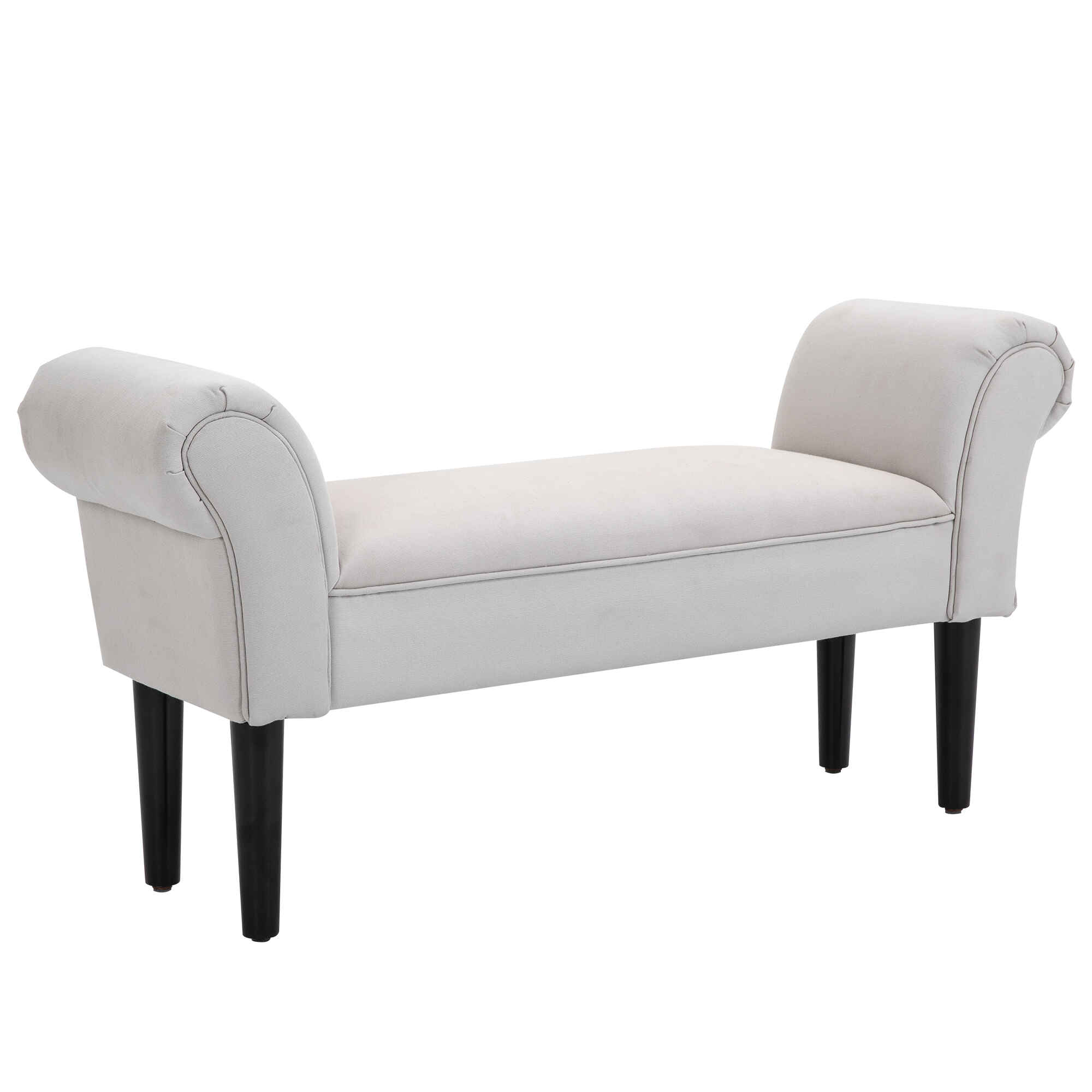 Taburete Pie de Cama Banqueta con Brazos Tapizada tipo Banco de Madera para Dormitorio Salón Recibidor 102x36x51cm Carga 130kg
