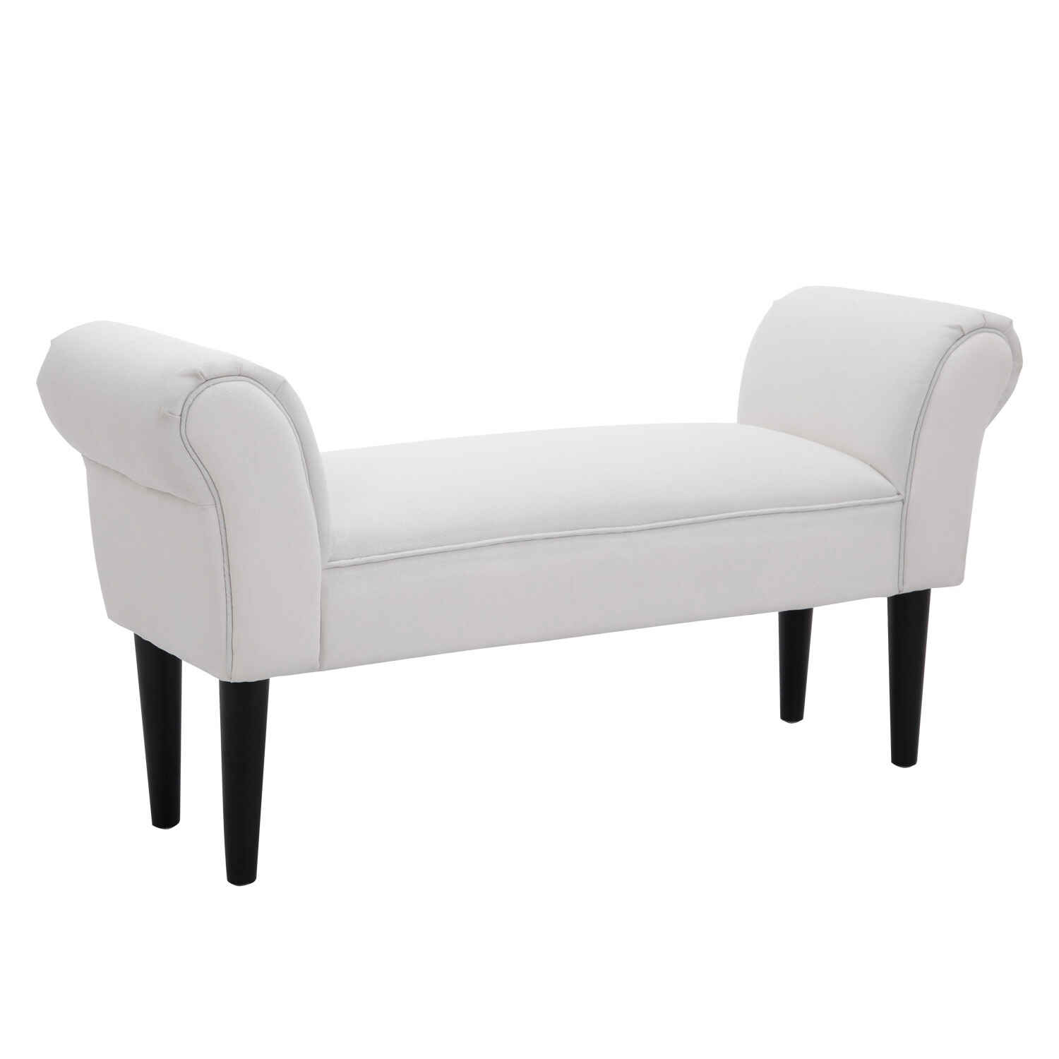 Taburete Pie de Cama Banqueta con Brazos Tapizada tipo Banco de Madera para Dormitorio Salón Recibidor 102x36x51cm Carga 130kg