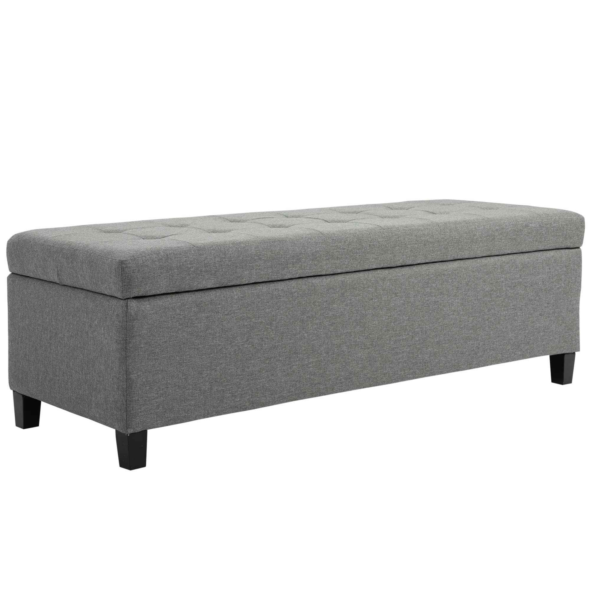 Banco de Almacenamiento Acolchado Puff de Almacenaje Taburete Tapizado en Lino con Tapa Abatible para Salón Entrada Dormitorio Carga 120 kg 125x49x41,5 cm Gris