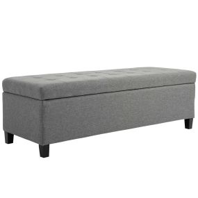 Banco de Almacenamiento Acolchado Puff de Almacenaje Taburete Tapizado en Lino con Tapa Abatible para Salón Entrada Dormitorio Carga 120 kg 125x49x41,5 cm Gris