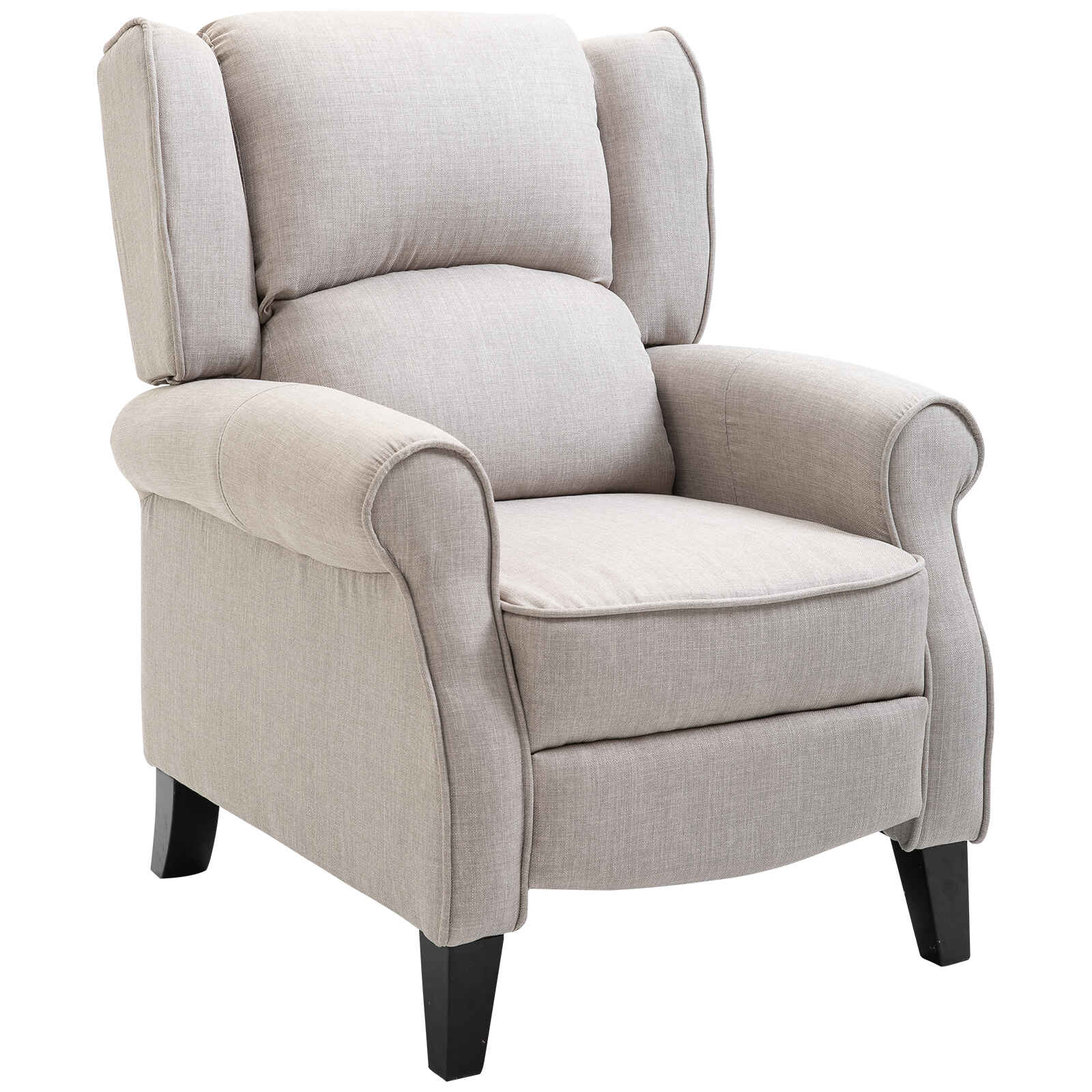 Sillón Relax Reclinable Manual Sillón Relax Tapizado en Lino Sintético con Reposapiés Retráctil Carga 150 kg Sillón Reclinable para Dormitorio Oficina Gris Claro