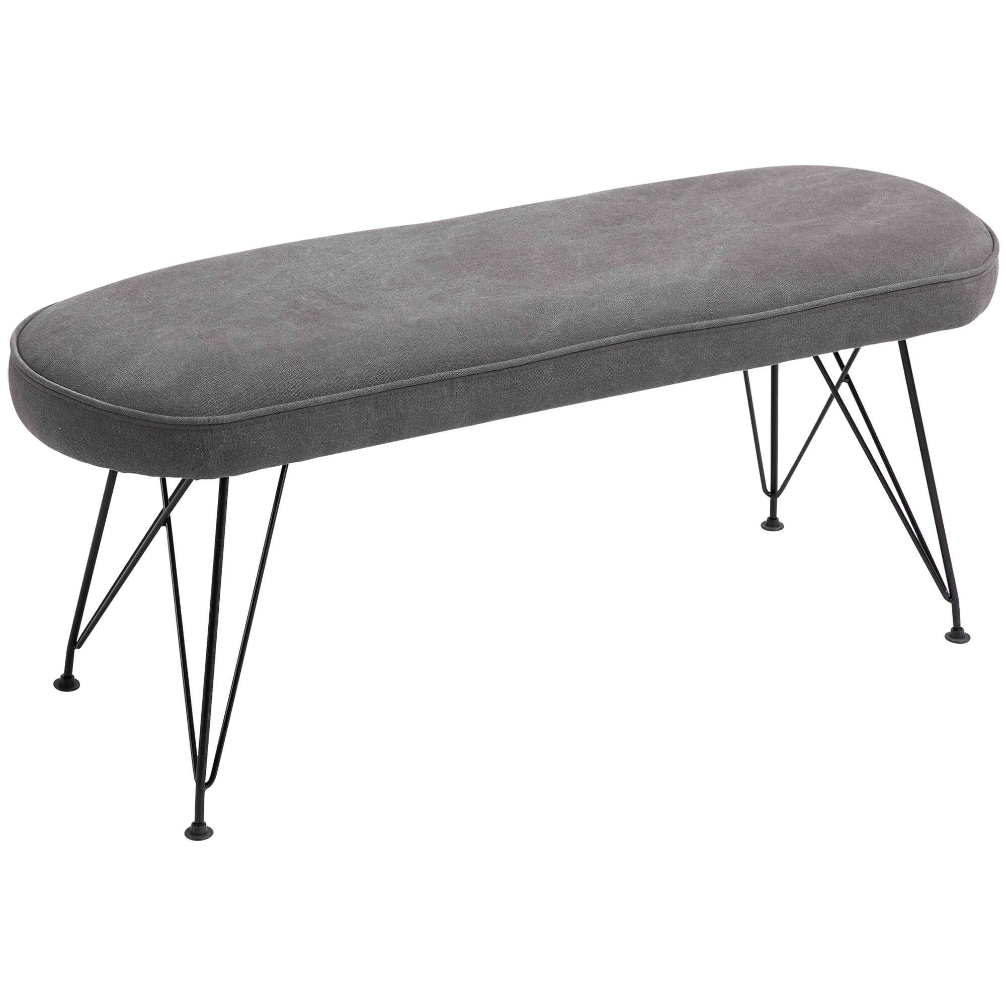 Banco de Cama Otomano Taburete Sofá Acolchado con Patas de Metal Horquilla para Sala de Estar Pasillo Dormitorio 106x35x45 cm Gris