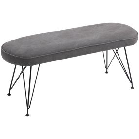 Banco de Cama Otomano Taburete Sofá Acolchado con Patas de Metal Horquilla para Sala de Estar Pasillo Dormitorio 106x35x45 cm Gris