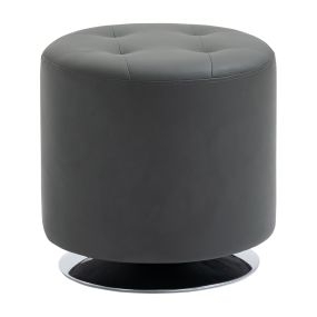 Reposapiés Otomano Giratorio Taburete Puff Redondo Tapizado en Piel Sintético de Estilo Moderno para Dormitorio Entrada Salón Ø45,5x44,5 cm Gris