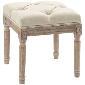 Taburete Pie de Cama Banco para Pie de Cama con Pies de Madera y Asiento Acolchado Carga 120 kg Banqueta de Dormitorio para Entrada Pasillo 40x40x43 cm Beige