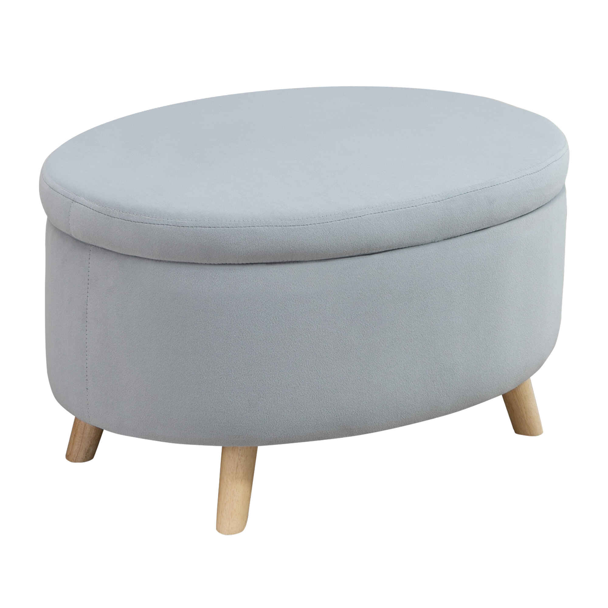 Otomana Puff Tapizada en Terciopelo Acolchada Taburete de Almacenaje con Tapa Extraíble y Patas de Madera para Dormitorio Salón Pasillo 71x51,5x42 cm Gris