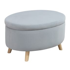 Otomana Puff Tapizada en Terciopelo Acolchada Taburete de Almacenaje con Tapa Extraíble y Patas de Madera para Dormitorio Salón Pasillo 71x51,5x42 cm Gris