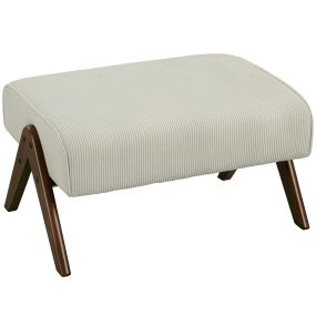 Reposapiés de Salón Taburete Bajo Tapizado en Pana Otomana Rectangular con Asiento Acolchado y Patas de Madera para Sala de Estar Dormitorio Beige