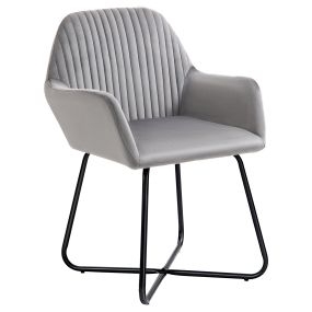 Butaca de Salón Sillón de Salón Tapizado en Terciopelo con Asiento Acolchado Base Metálica Cruzada Sillón Lectura para Sala de Estar Dormitorio Gris