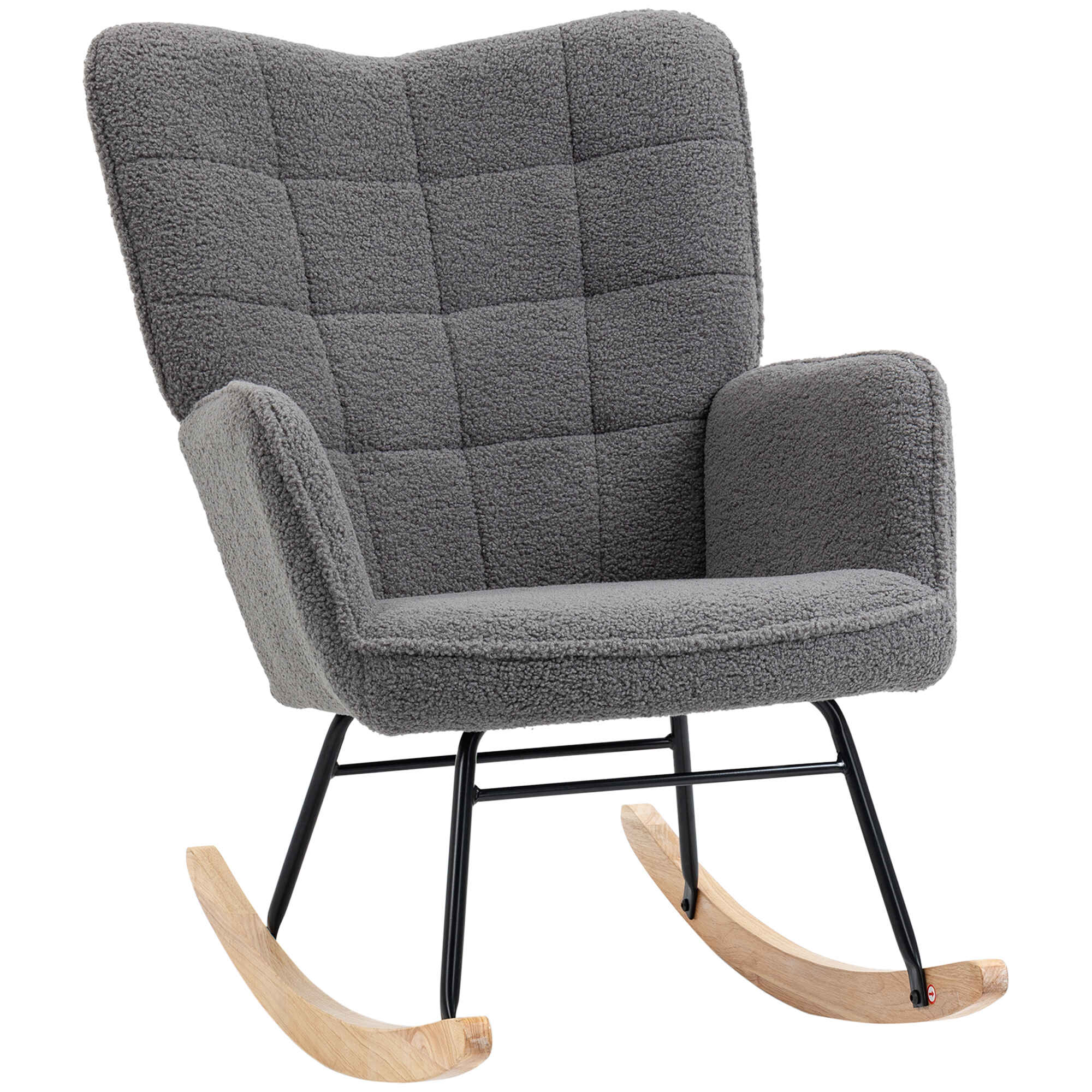 Mecedora de Borreguito Silla Mecedora con Patas de Madera de Haya y Marco de Acero Silla para Lactancia Carga 120 kg para Dormitorio Salón Gris Oscuro