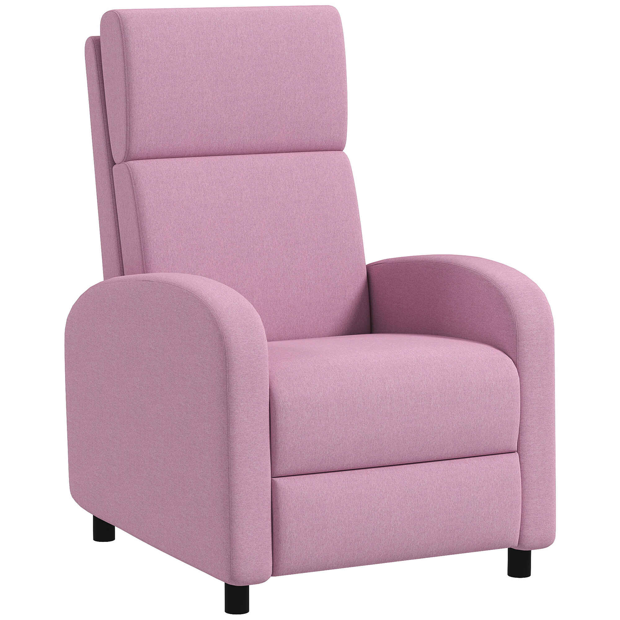 Sillón Relax Reclinable Manual Sillón Relax Tapizado en Lino Sintético con Reposapiés Respaldo Alto Carga 120 kg Butaca Reclinable para Dormitorio Oficina Rosa
