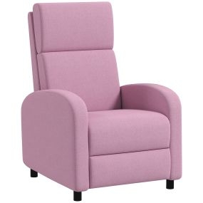 Sillón Relax Reclinable Manual Sillón Relax Tapizado en Lino Sintético con Reposapiés Respaldo Alto Carga 120 kg Butaca Reclinable para Dormitorio Oficina Rosa