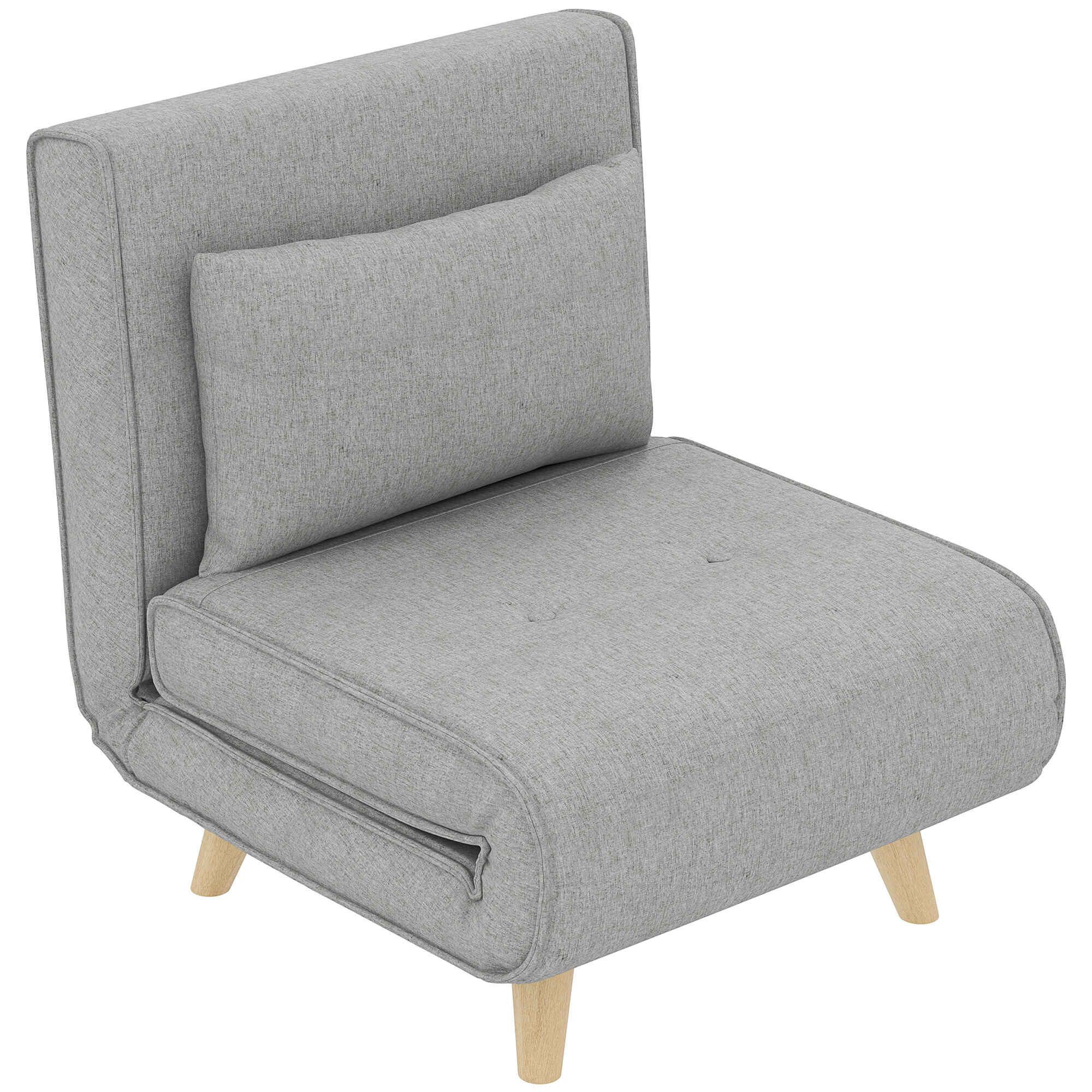 Sofá Cama Individual Sillón Cama Plegable Tapizado en Lino Sintético con Respaldo Ajustable en 6 Posiciones y Almohada Sofá Cama para Salón 72x78x79 cm Gris