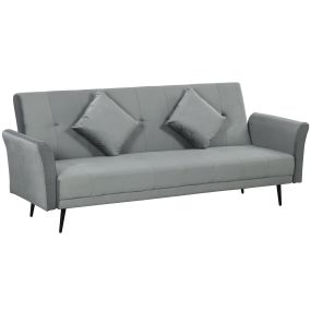 Sofá Cama Convertible Sillón Cama Sofá Cama de 3 Plazas con Respaldo Ajustable de 3 Niveles y 2 Almohadas Acolchadas Carga 360 kg para Oficina Dormitorio Salón Gris