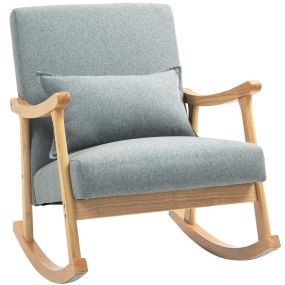Silla Mecedora Moderna Mecedora para Lactancia con Cojín Lumbar Respaldo Amplio y Base de Madera Carga 120 kg Sillón Relax para Salón Dormitorio Gris Claro