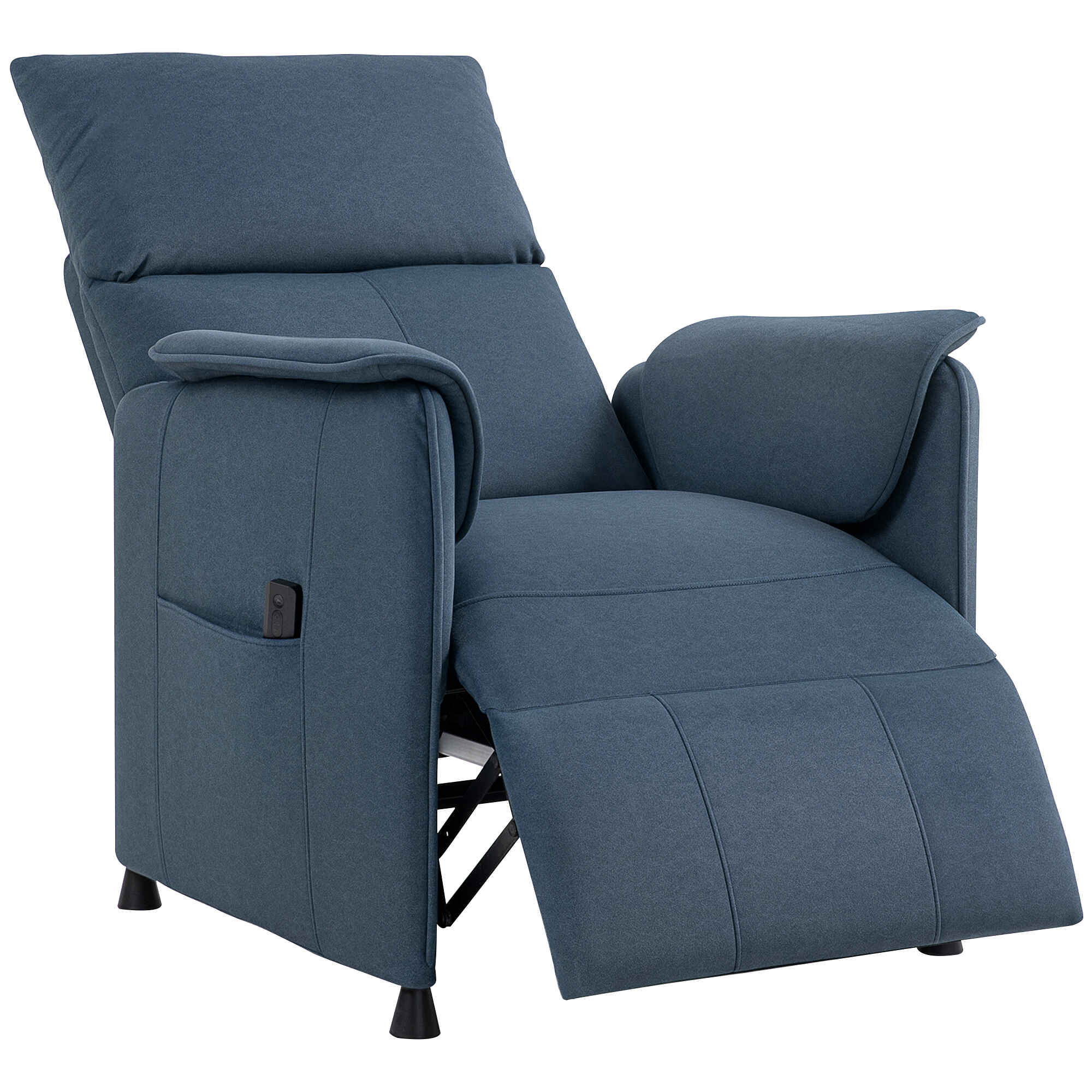 Sillón Relax Reclinable Eléctrico Sillón Reclinable Silencioso con Función Memoria Reposapiés Mando a Distancia Bolsillos Laterales Tela Apto para Mascotas para Dormitorio Salón Azul Oscuro