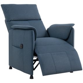Sillón Relax Reclinable Eléctrico Sillón Reclinable Silencioso con Función Memoria Reposapiés Mando a Distancia Bolsillos Laterales Tela Apto para Mascotas para Dormitorio Salón Azul Oscuro