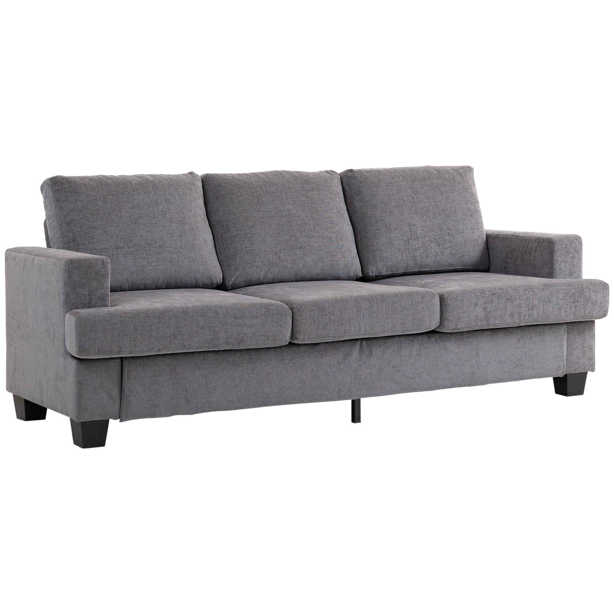 Sofá de 3 Plazas Sofá de Salón 213x80x90 cm Tapizado en Chenilla Acolchado Grueso Estructura de Acero Diseño Moderno para Sala de Estar Dormitorio Gris