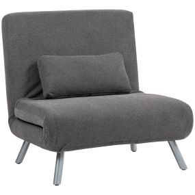 Sofá Cama de 1 Plazas 3 en 1 Sillón Cama Plegable Tapizado en Pata de Gallo con Respaldo Ajustable de 5 Niveles y Almohada Acolchada para Oficina Dormitorio Salón 80x75x83 cm Negro